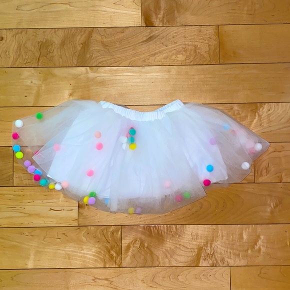 WHITE Girls Pom Pom tutu, birthday tutu for girls NWOT - Picture 2 of 4